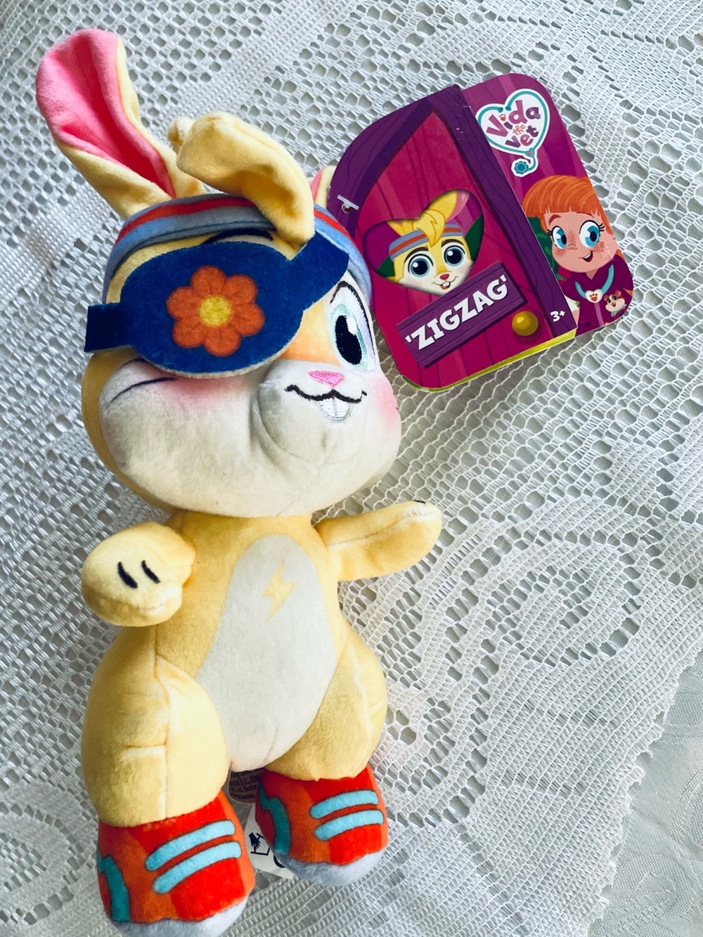 Zigzag Yellow Plush Bunny - Soft Kids Stuffed Animal